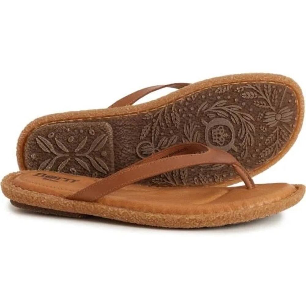NIB Born Basic Maite 10M Tan Leather Flip Flops Comfort Flat Thong Sandals - Picture 10 of 10